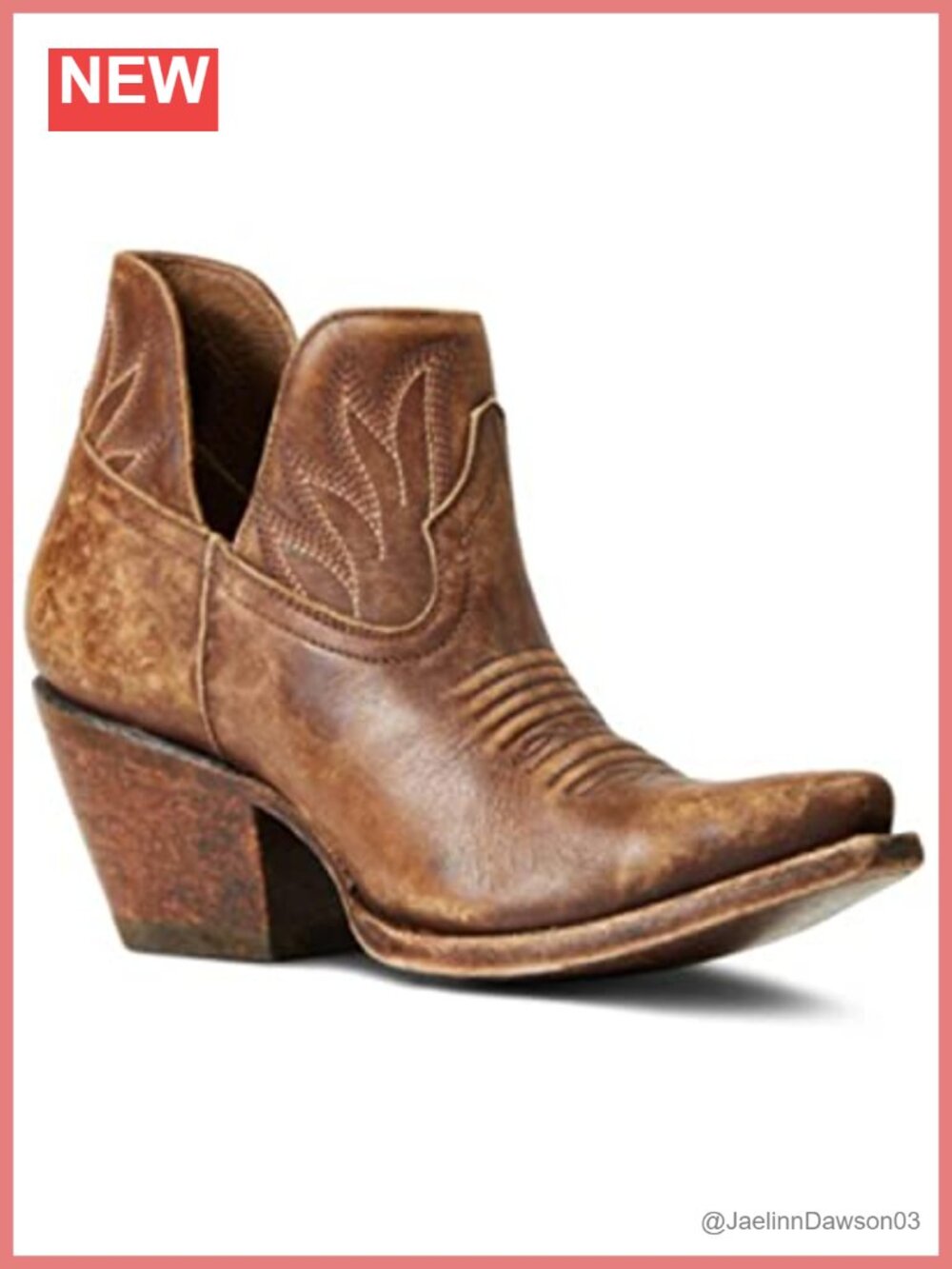 Women's Slip-On Western Boots Brown Leather Mid-Calf Cowgirl Shoes